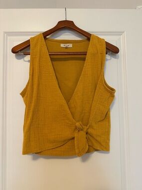 Madewell Mustard Tie-Front Crop Tank